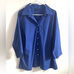 Land’s End Women’s Shirt button down Royal blue Size 2X Stretch Career Office